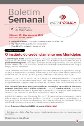 Imagem da notícia BOLETIM SEMANAL Nº 37 - 18 DE AGOSTO DE 2025